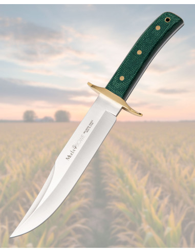 Muela Knife with Micarta Green Jute Handles and Brass Guard