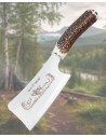 Handcrafted Muela Axe with 440c Steel and Engraved Deer Antler