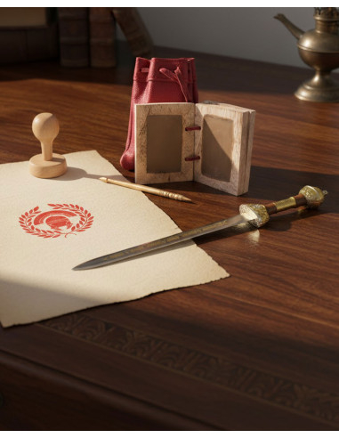 Roman Office Pack composed of wax seal, wax book, and letter opener