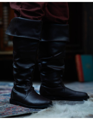 Prescott Model Medieval Leather Boots, Black