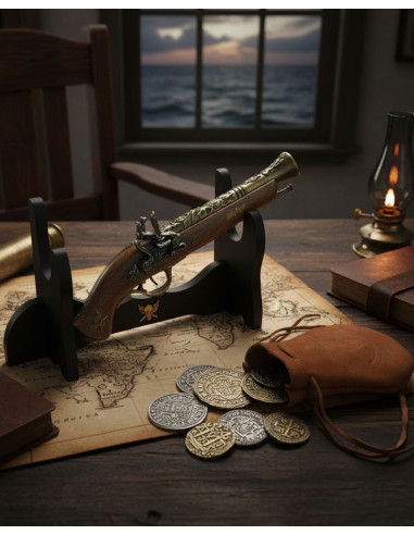 Doubloons and Gunpowder Pack consisting of pistol, stand and coin pouch