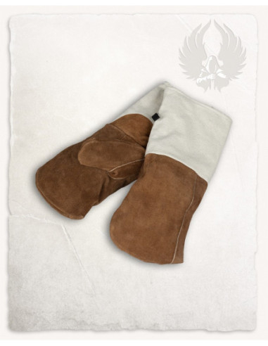 Anselm Medieval Leather Oven Mitts, Light Brown
