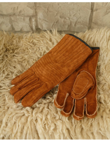 Clemens Model Medieval Leather Gloves, Light Brown