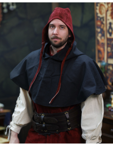 Martinus Medieval Suede Hood in Burgundy