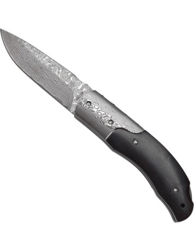 Handcrafted Damascus Steel Pocket Knife with Ebony 71 Layers