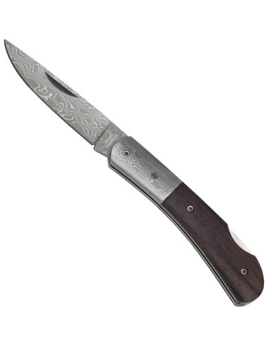 Ebony Damascus Knife, Premium Steel with Case