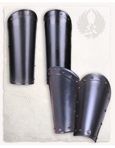 Balthasar Arm Bracers and Greaves, Blackened Finish