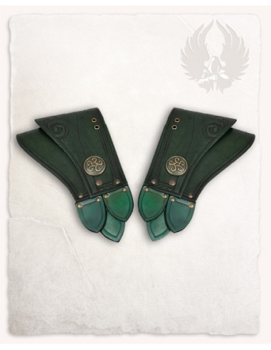 Hektor Medieval Shoulder Pads in Leather, Green