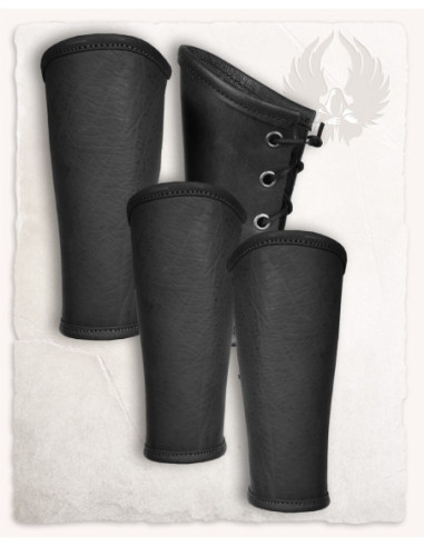 Borg Model Leather Elbow Guards and Bracelets in Black