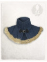 Nimue Model Medieval Gorget in Wool and Leather, Blue