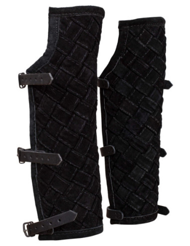 Sigurd Viking Leather Shin Guards, Black