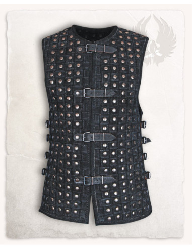 Brigandine medieval leather vest model Robert, black.