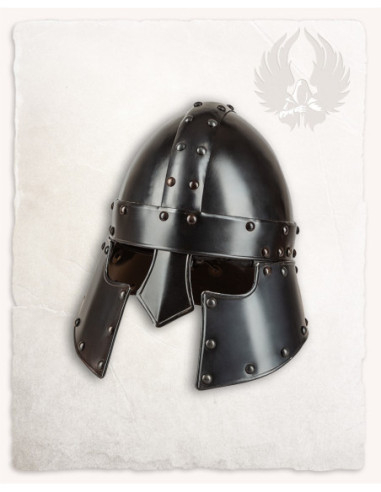 Medieval Barbuta Halanor, Blackened Finish