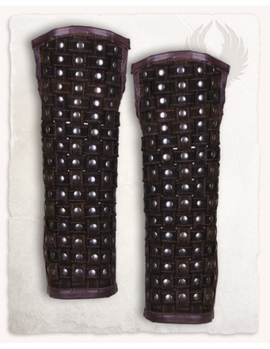 Robert Model Medieval Leather Greaves in Brown