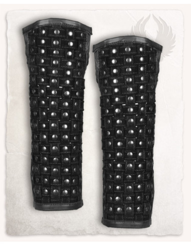 Robert Model Medieval Leather Greaves, Black