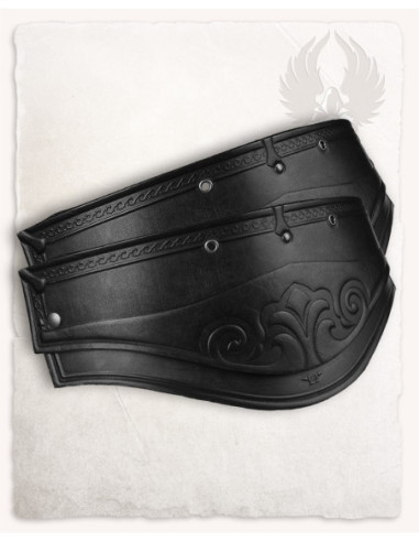 Medieval black leather shoulder pads, Artemis model
