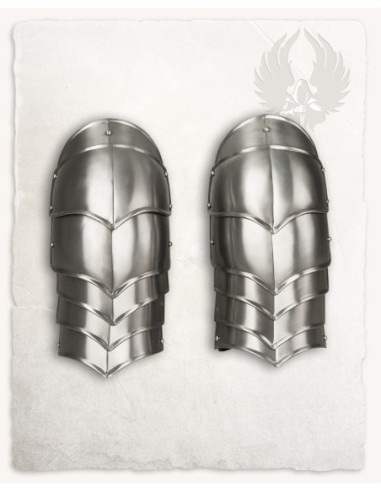 Lambert Medieval Pauldrons, Polished Steel