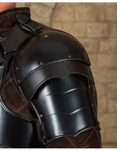 Small Medieval Pauldrons Model Markward, Blackened Steel