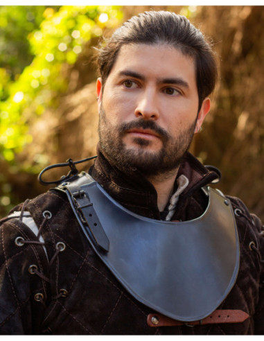 Gustav Medieval Gorget, Blackened Steel