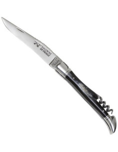 Laguiole Buffalo Horn Knife with Corkscrew and Stainless...