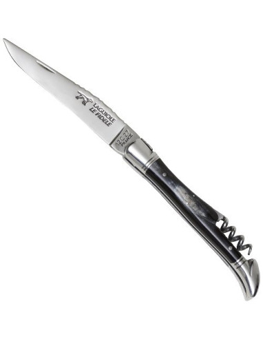Laguiole Buffalo Horn Knife with Corkscrew and Stainless Steel