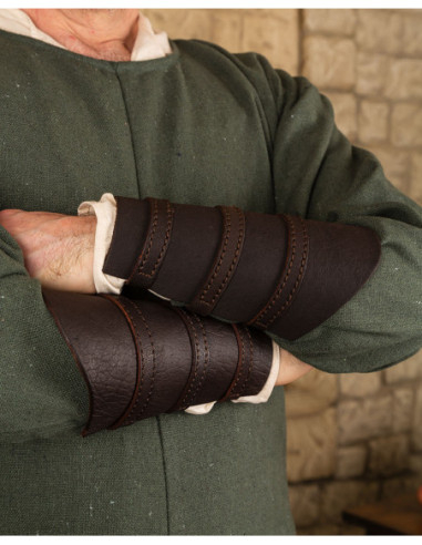 Brown Leather Medieval Bracers, Simon Model