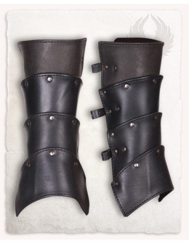 Medieval Black Leather Greaves, Albrecht Model
