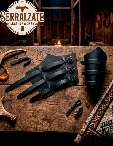 Black Leather Bracers of the Iron Commander