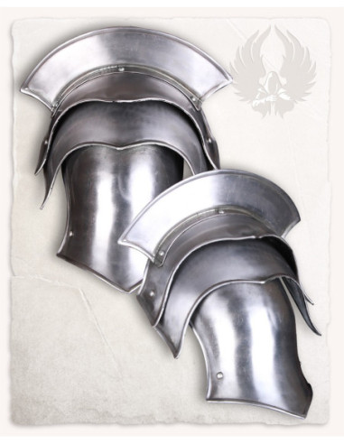 Medieval polished steel shoulder armor, Lena model
