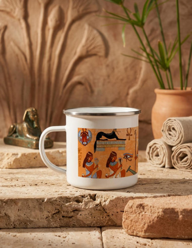 Vintage Egyptian enameled brass cup