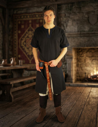 Viking tunic short sleeve Richard, brown and black