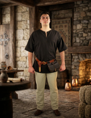 Viking tunic short sleeve Olaf, brown