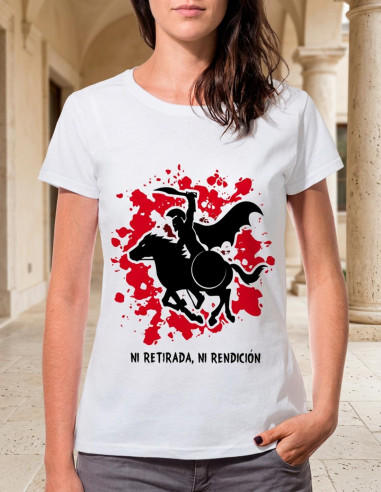 Spartan on Horseback women's T-shirt: neither withdrawal nor surrender