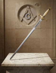 Masonic Lodge ceremonial sword with straight blade and...