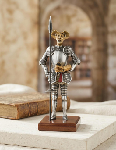 Don Quixote miniature with spear and book, 42 cms.