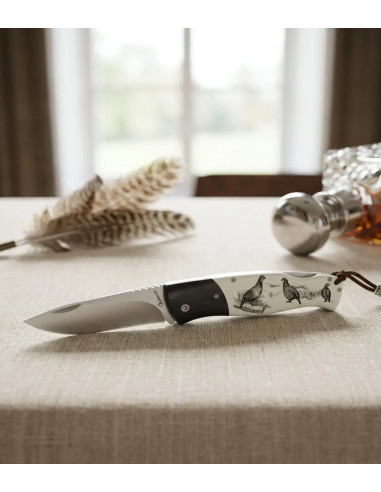 Albainox Folding Knife with Back Lock, Stamina Handle, Partridge Design