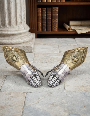 Pair of chiselled gauntlets (NON-functional)