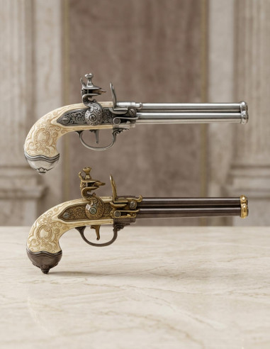 Italian 3-barreled pistol made by Lorenzoni, 1680