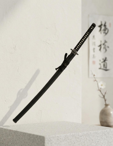 Katana black scabbard buckler crane