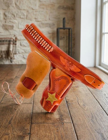 Sheriff cartridge belt for 2 revolvers