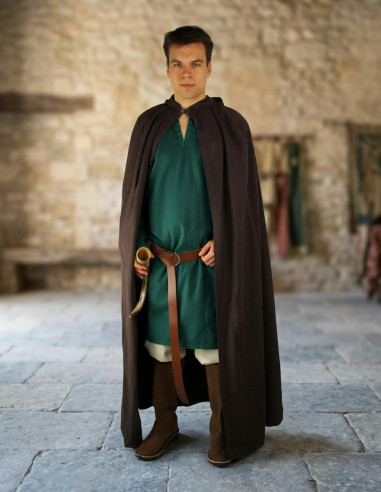 Long dark brown medieval cape