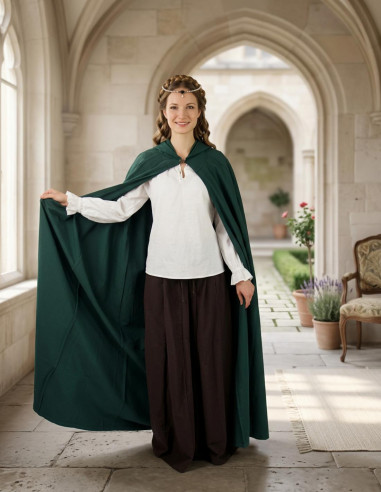Long green medieval cape