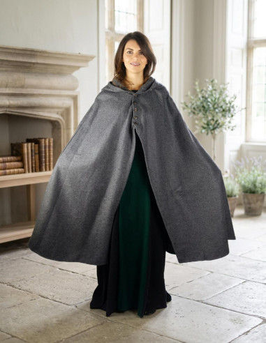 Short medieval cloak for ladies, Heidi model, gray color