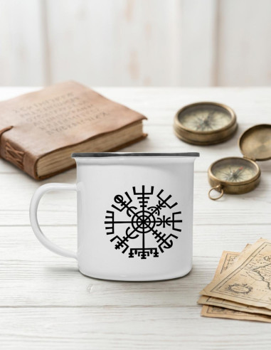 Celtic Vegvisir cup in enameled brass