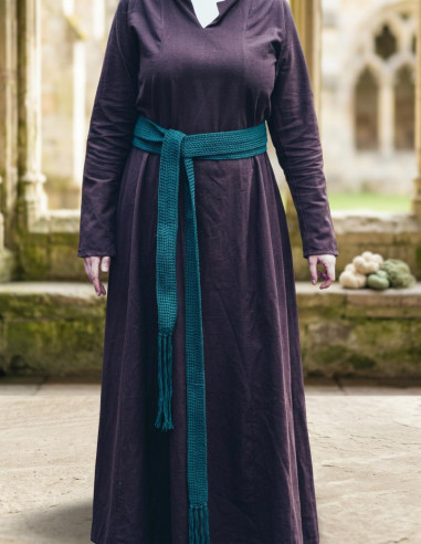 Long green cotton medieval belt