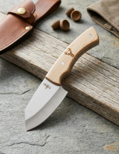 Hunting Knife 440 Steel, Mirror Finish, Maple Wood Handle
