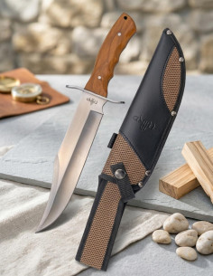 Third Bowie Hunting Knife 440 Steel, Olive Wood