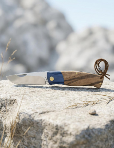 Albainox Field Knife Zebra Wood Handle Blue Stamina