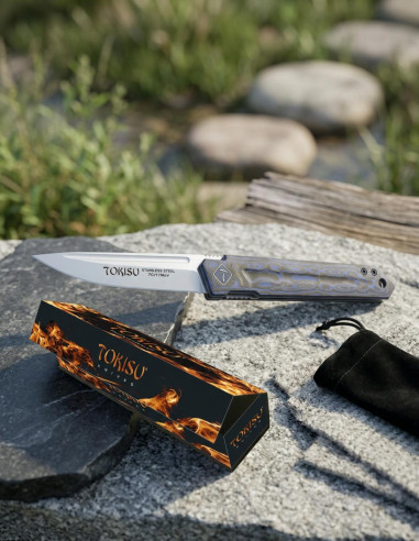 TOKISU Mikarta Blue Mix Field Knife