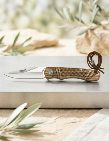 Albainox Field Knife Zebra Wood CNC